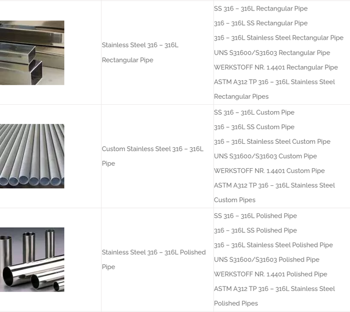 Stainless Steel 316L Pipes / Tubes Stainless Steel 316L Pipes / Tubes